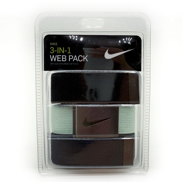Nike 3-in-1 Golf Web Belt Pack Mint Green Black Navy Blue Mens Belts Gift - Picture 1 of 7
